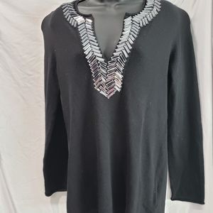 Tory Burch Black Sweater with Silver Accents